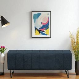 casacraft from pepperfry Ramie Boucle Fabric Bench In Lunar Blue Colour-picture-47