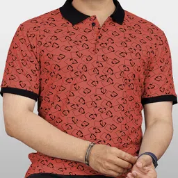 vebnor Men Printed Polo Neck Polyester Maroon T-Shirt-picture-21