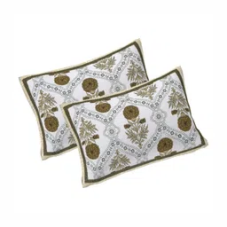 Rudra Bazaar Green & White Ethnic Printed 210 TC Cotton King Bedsheet Set 2.75 m x 2.30 m-image-51