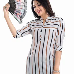 Meher Impex Print Mandarin Collar Top image 2