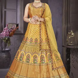 EthnicTree Printed Beads and Stones Ready to Wear Lehenga & Blouse With Dupatta-picture-23