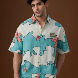 The Souled Store Scooby Doo Mystery Machine Floral Printed Spread Collar Pure Cotton Shirt-picture-40