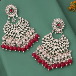 Anouk Gold-Plated Artificial Stones And Beaded Classic Shaped Jhumkas-picture-45