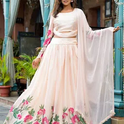 AKS Printed Ready to Wear Lehenga & Blouse With Dupatta-picture-25