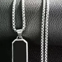 M Men Style Stainless Steel Rectangular Glass Cut Plate Pendant image 3