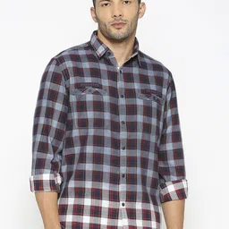 SNX Tartan Checked Spread Collar Cotton Tailored Fit Casual Shirt-picture-35