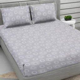 Myntra Elegant Homes Purple & White Geometric 160 TC King Bedsheet Set 2.74 m x 2.74 m image 2