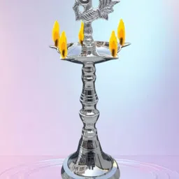 Denique Silver-Plated Textured Panchmukhi Diyas-picture-58