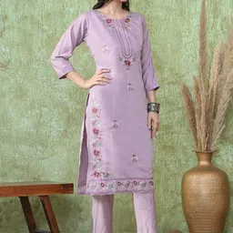 HARIKS Women Floral Embroidered Kurta with Trousers & Dupatta image 2