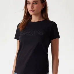 GUESS Women Typography Pure Cotton T-shirt-picture-29
