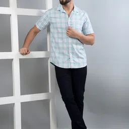 Crimsoune Club Men Classic Slim Fit Tartan Checks Opaque Checked Casual Shirt-picture-27
