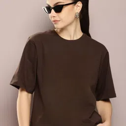 PockMAN Women Oversized Solid Bio Finish Cotton T-shirt-picture-41