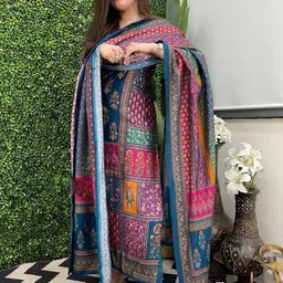 Moda Rapido Women Ethnic Motifs Printed Regular Thread Work Kurta with Trousers & With Dupatta image 3