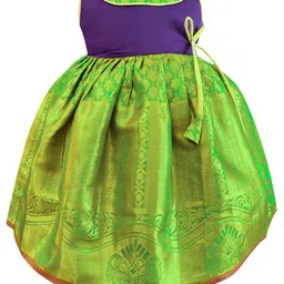 TotzTouch Girls Ethnic Motifs Fit & Flare Pattu Frock-picture-36