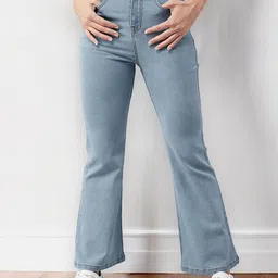 DOLCE CRUDO Women Bootcut High-Rise Light Fade Stretchable Jeans-image-75