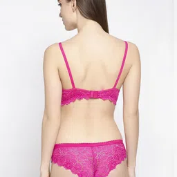 samvar Women Black,Pink,Maroon Cotton Blend Bra Panty Set for Lingerie Set Undergarments Pack of 3 image 4