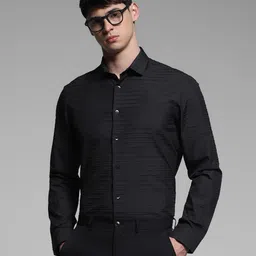 Jack & Jones Men Spread Collar Horizontal Striped Casual Shirt-picture-44
