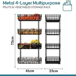 admin industries Fruits/Vegetables Kitchen Rack Multipurpose Kitchen Organizer Rack | Wire Basket Vegetable & Grocery Storage Iron image 3