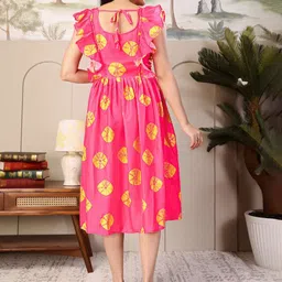 Tradenest International Women Printed Cowl Neck Flared Sleeve Fit & Flare Midi Dress image 3