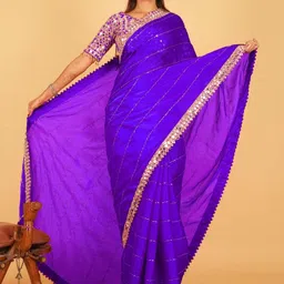 Being Naari Embellished Mirror Work Pure Georgette Heavy Work Saree image 5