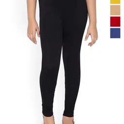 FRENCH KLEIDER Girls Pack Of 5 Mid-Rise Churidar-Length Leggings-picture-17