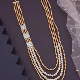 GC PREMIUM JEWELLERY Men Gold-Plated Artificial Pearls Beaded Layered Necklace-picture-21