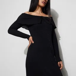 Ginger by Lifestyle Off-Shoulder Ruffled Sheath Midi Dress image 3