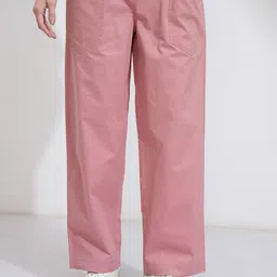 Tokyo Talkies Women Loose Fit Mid-Ride Cotton Parachute Trousers-image-0