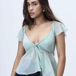 COLOR CAPITAL Women Flutter Sleeve Empire Top-picture-29