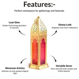 MARKET99 Gold-Toned Domed Moroccan Lantern Candle Holder image 2