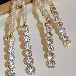 Estailo fashion Artificial Stones Studded & Beaded Circular Shaped Drop Earrings image 4