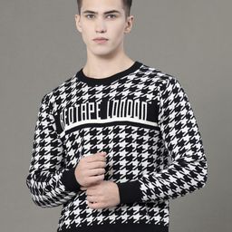Red Tape Abstract Printed Round Neck Pullover Sweater-picture-2