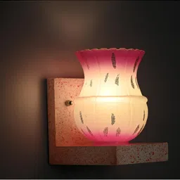 1ST TIME Pink & Pink Textured Wood Contemporary Abstract Shaped Shaped Wall Lamp image 3