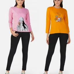 Metronaut Women 2 Printed Bio Finish Applique T-shirt image 2