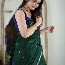 YAMUNE Woven Design Zari Pure Cotton Handloom Khadi Saree image 4