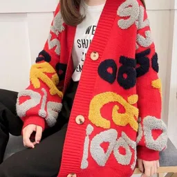 StyleCast Women Typography Embroidered V-Neck Longline Cardigan-image-23