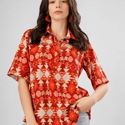 Sukshat Floral Print Crepe Shirt Style Top-picture-13