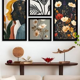 Kotart Black & Orange 4 Pieces Wood Abstract Wall Paintings-picture-10