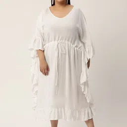theRebelinme Women Plus Size V-Neck Kaftan Midi Dress With Ruffles-picture-37