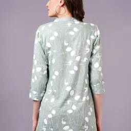 OH MI DIOS Women Floral Printed Mandarin Collar Shirt Style Top image 5
