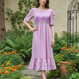 Tzelynn Floral Embroidered Puff Sleeve Fit & Flare Midi Dress-image-27