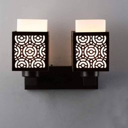 Gojeeva Black & White Textured Wooden Rectangle Shaped Wall Lamp-picture-27