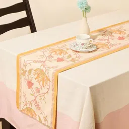 Fabindia Yellow & Pink Floral Printed Cotton Table Runner-image-23