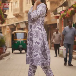 AADVIKA Women Floral Printed Regular Thread Work Kurta with Trousers image 4