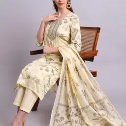 Angkor Women Printed Regular Pure Cotton Kurta with Trousers & With Dupatta-picture-12