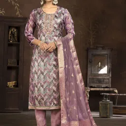 Maroosh Embellished Organza Unstitched Dress Material-picture-27