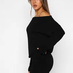 StyleCast x Revolte One Shoulder Bishop Sleeve Bodycon Mini Dress image 4