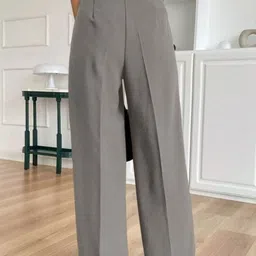 BROADSTAR Women Smart Loose Fit High-Rise Easy Wash Pleated Korean Trousers image 4