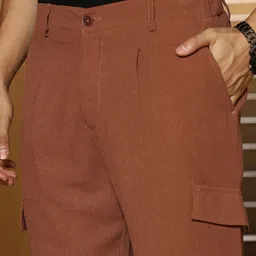 Campus Sutra Men Regular Fit Mid-Rise Comfort Pleated Cargo image 3