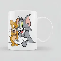 Mr UVD White & Blue Cartoon Characters Printed Ceramic Glossy Mug 350 ml-picture-35